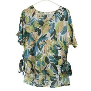 Jon & Anna Contemporary Women’s Size S Tropical Short Sleeve V-Neck Ties Blouse
